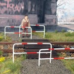 Absperrungen aus Stahl, Rot-Weiss lackiert. Absperrungen aus Stahl, Rot-Weiss lackiert.
