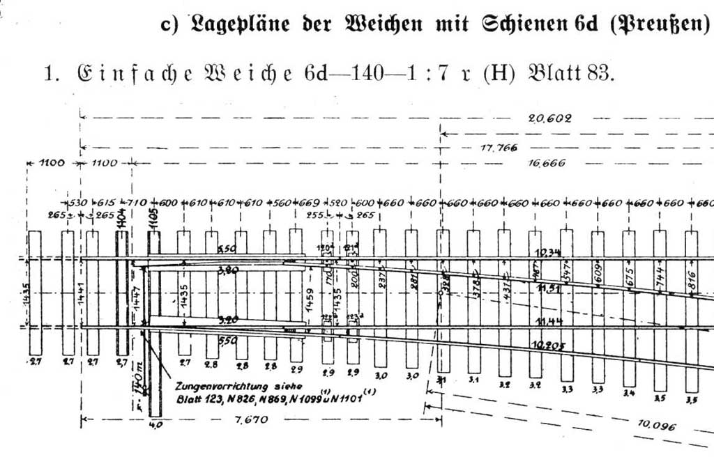 Preußische Weiche, Originalzeichnung Preußische Weiche, Originalzeichnung