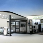 Lütke Tankstelle als Komplettbausatz mit Zubehör und Beleuchtung