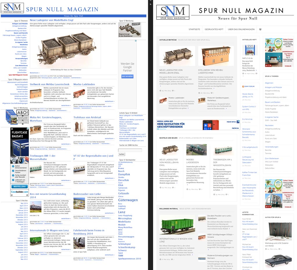 SNM online vor und nach dem Relaunch