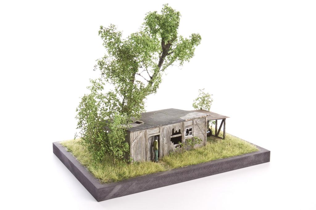 Diorama mit verfallenem Schuppen