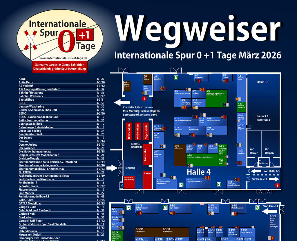 Wegweiser im Messeheft und in den Hallen